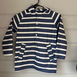 Size 6-7 Primary Navy and White Striped Raincoat